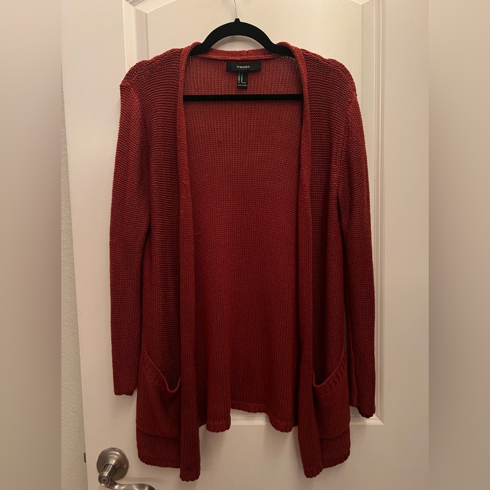 Forever 21 Deep Red Open-Front Cardigan